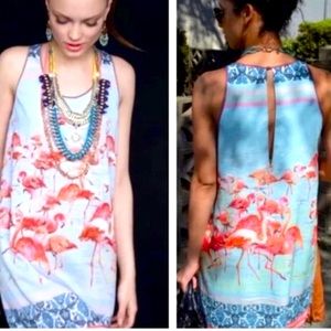 Anthropologie Dream Daily flamingo print mini dress
